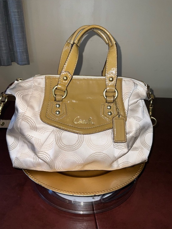 Coach Handbags - Coach Ashley Dotted Op Art Sateen Satchel Cream Patent Y2K F20027 coquette glam